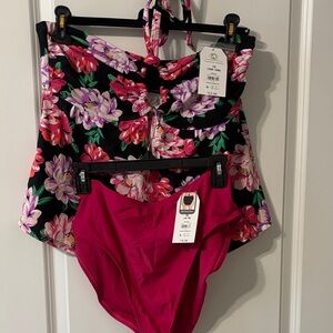 Halter Tankini with Pink Bottoms